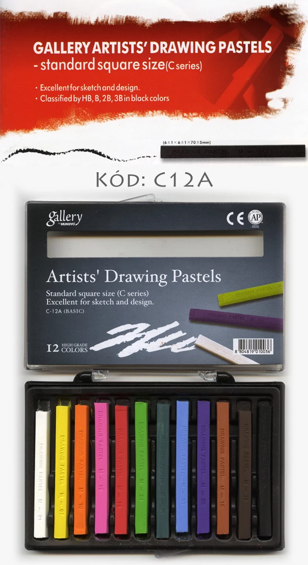 Rajzkréta 12db-os szett Mungyo - C12A Artist Drawing Pastel